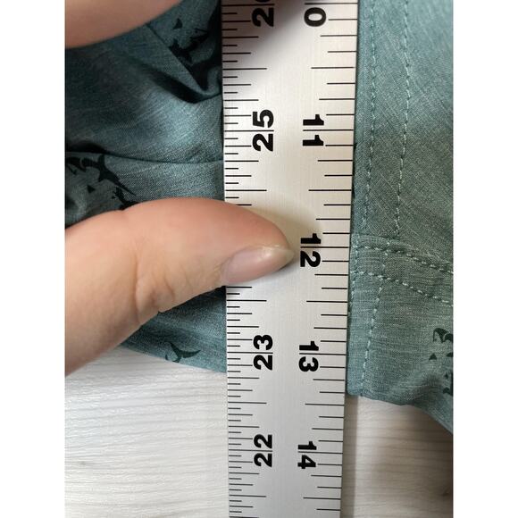 Atlantis WeatherGear Shorts Mens 34 Green Hammerhead Shark Print Stretch Chino - Picture 5 of 11